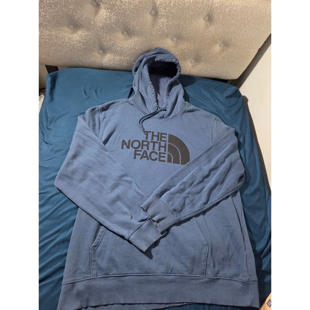The North Face Mens XXL Blue Half Dome Logo Pullover Fleece Hoodie Sweatshirt